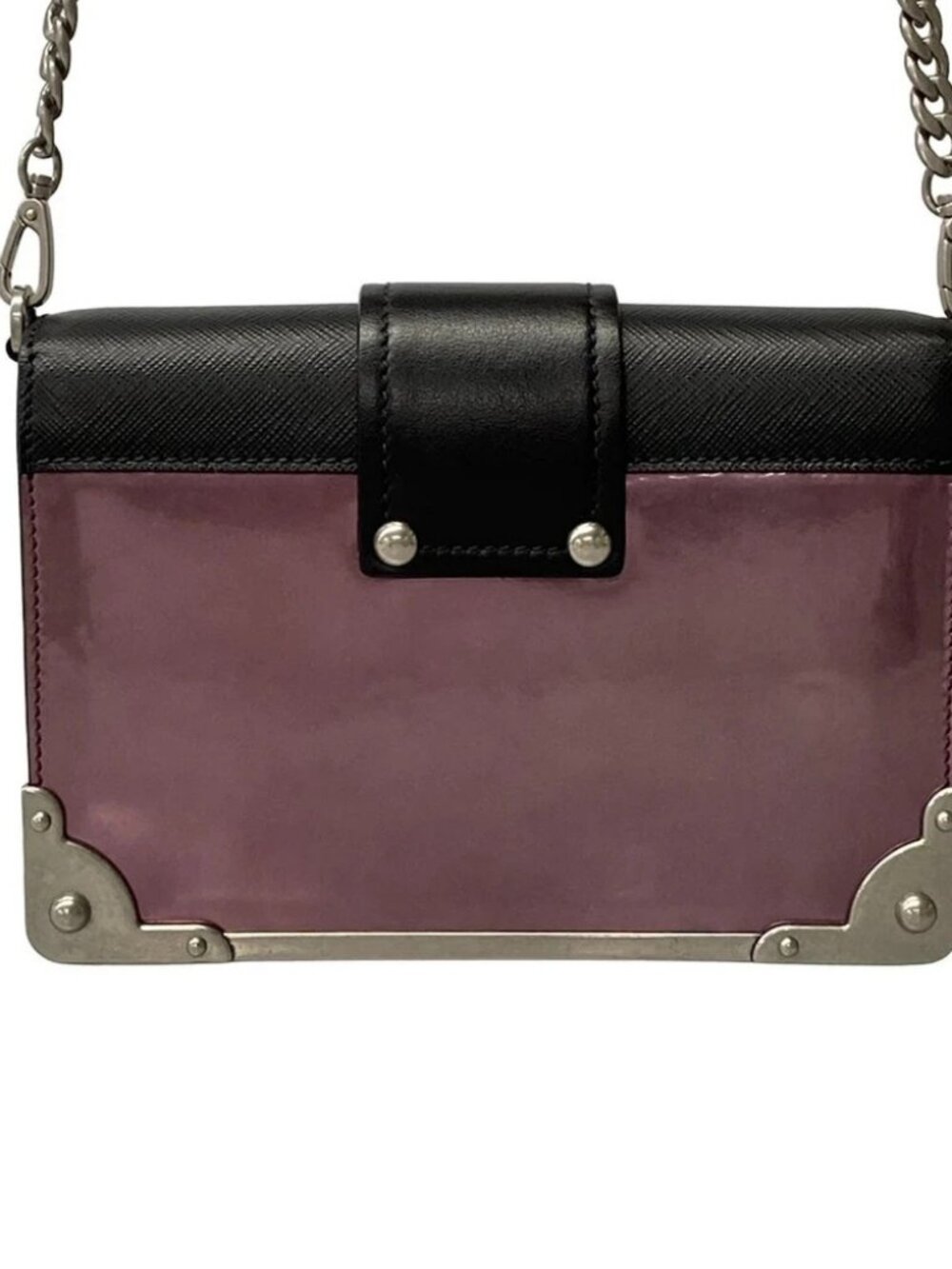 PRADA CAHiER Purple Black Silver Patent Leather Leather Shoulder Bag - Picture 3 of 15